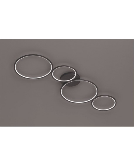 PLAFONNIER 4L LED RONDO NOIR MAT TRIO