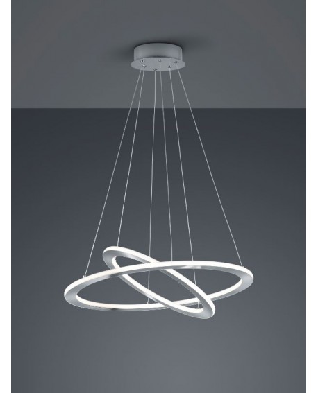 SUSPENSION 2 CERCLES LED DURBAN NICKEL MAT TRIO