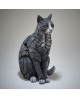 CAT SITTING BLACK/WHITE BY EDGE SCULPTURE