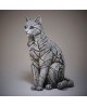 CAT SITTING WHITE BY EDGE SCULPTURE