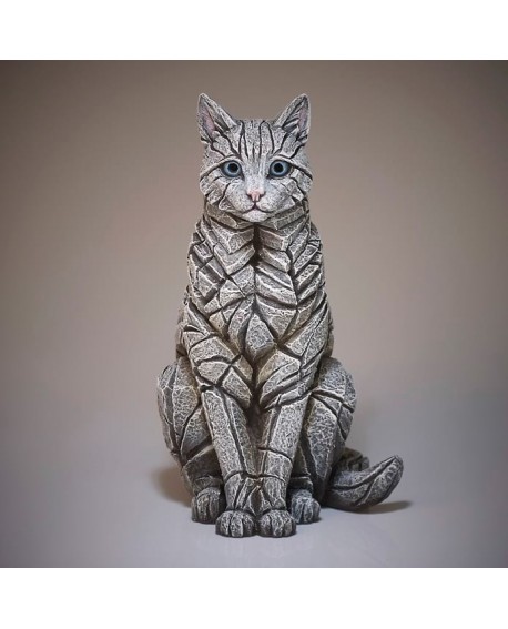 CAT SITTING WHITE BY EDGE SCULPTURE