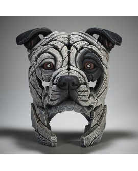 STAFFORDSHIRE BULL TERRIER BUST WHITE BY EDGE SCULPTURE