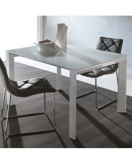 TABLE REPAS SLIVER EXTRA-BLANC BRILLANT LA SEGGIOLA