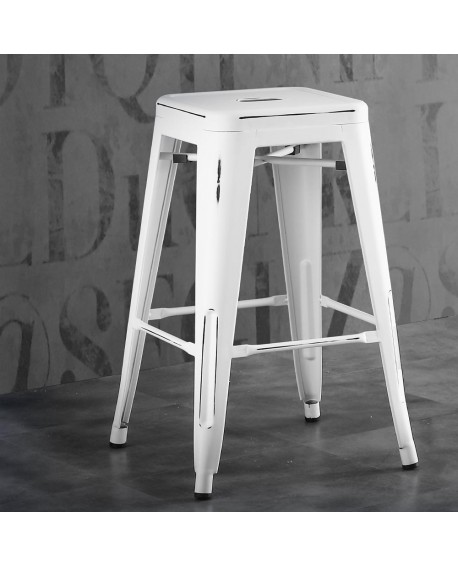 TABOURET DE BAR ROUTE 66 BLANC ANTIQUE LA SEGGIOLA