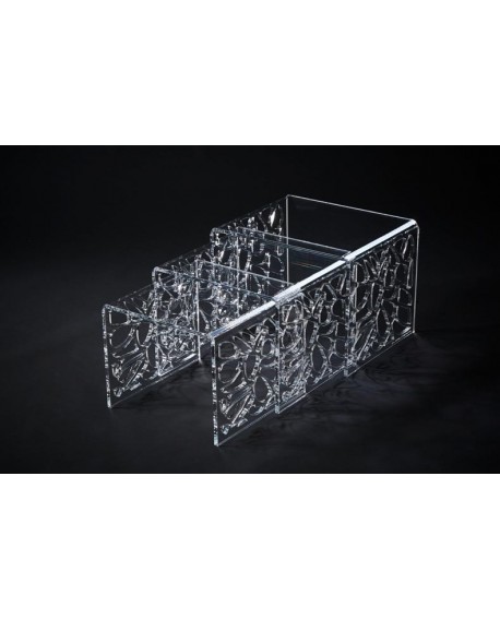 JEU DE 3 TABLES GIGOGNES TRANSPARENT LIGNE RESILLE CLAIRLINE