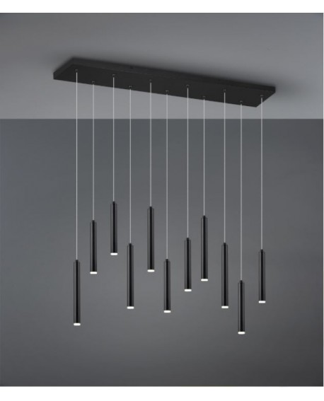 SUSPENSION LED TUBULAR NOIR MAT TRIO