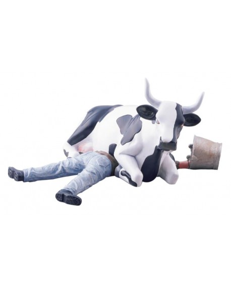 VACHE COW SITTING ON MAN MEDIUM COWPARADE