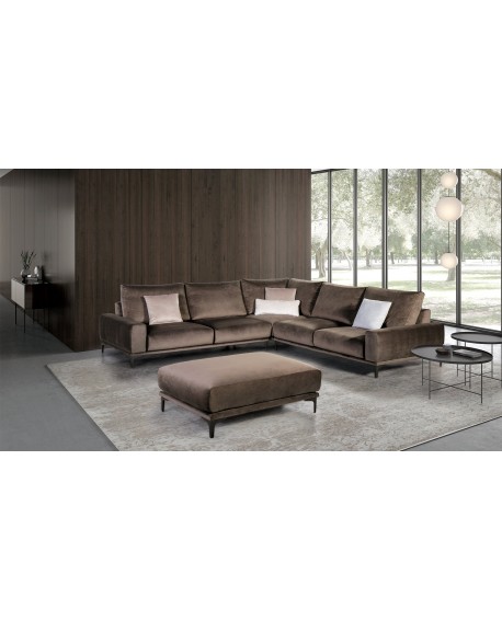 CANAPE D'ANGLE LOFT VELOURS MARRON GAMAMOBEL