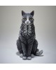 CAT SITTING BLACK/WHITE BY EDGE SCULPTURE