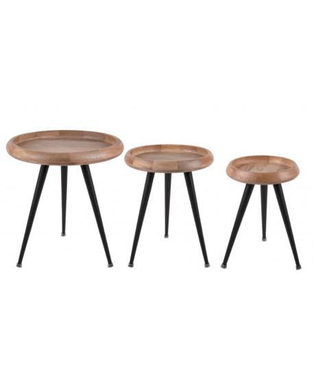 SET 3 TABLES TRIPOD NATURAL PRESENT TIME