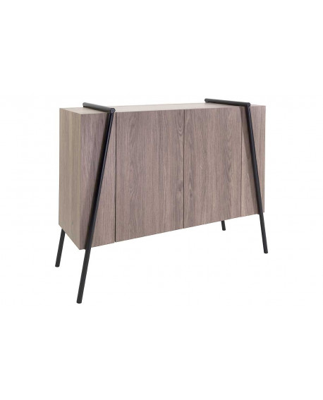 MEUBLE BOIS/METAL 2 PORTES - ART DE FER