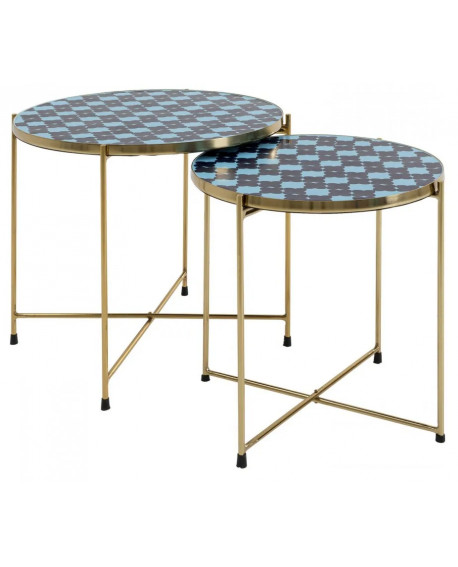 TABLES D'APPOINT PRIYA BLEUES SET DE 2 KARE DESIGN