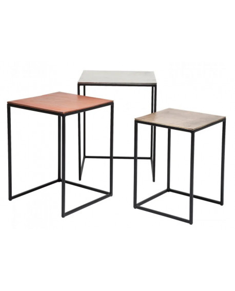 TABLES D'APPOINT LOFT SQUARE VINTAGE SET DE 3 KARE DESIGN