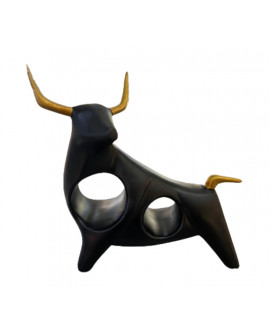 STATUETTE TAUREAU NOIR/OR SOCADIS