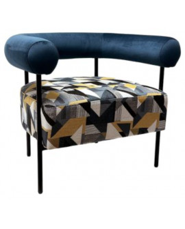 FAUTEUIL DECOR GEOMETRIQUE ACCOUDOIR U BLEU SOCADIS