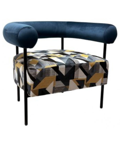 FAUTEUIL DECOR GEOMETRIQUE ACCOUDOIR U BLEU SOCADIS