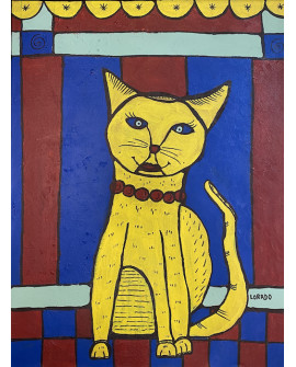 PEINTURE SUR TOILE CHAT JAUNE LORADO 46 x 61 cm