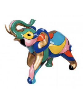 FIGURINE ELEPHANT MULTICOLORE GILDE