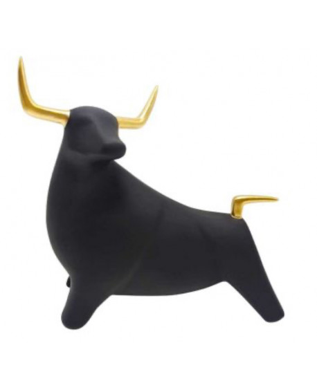 STATUETTE TAUREAU NOIR/OR SOCADIS