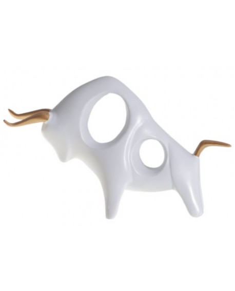 STATUETTE TAUREAU BLANC/OR SOCADIS