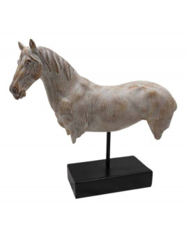 SCULPTURE BUSTE CHEVAL EFFET BOIS SOCADIS