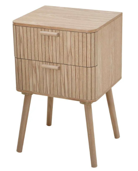 TABLE DE CHEVET 2 TIROIRS RAYURES NATUREL CASATHAI