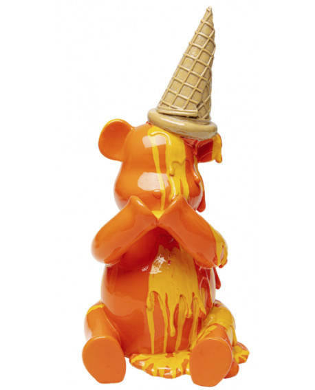 FIGURINE DÉCORATIVE SITTING GELATO BEAR ORANGE KARE DESIGN