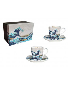 COFFRET 2 TASSES EXPRESSO 130 ML ET PETITE ASSIETTE HOKUSAI SOCADIS