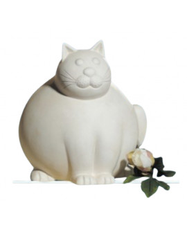 SCULPTURE CAT FAT CERAMIQUE