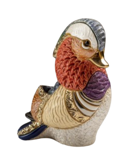 STATUETTE CANARD MANDARIN AVEC PELOTE DE ROSA