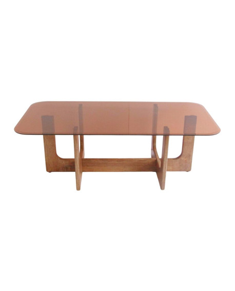 TABLE BASSE VERRE FUME BRUN LAZARE SOCADIS