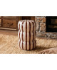 POUF / TABOURET / MEUBLE D'APPOINT CASTILLE RAYE BEIGE/BURGUNDY SOCADIS