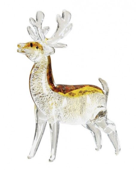 SCULPTURE CERF VERRE GILDE