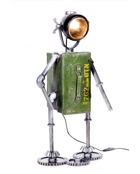 LAMPE ROBOT METAL VERT GILDE