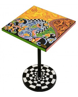 TABLE D'APPOINT CARRE FLORAL-COLORE TOM'S DRAG