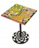 TABLE D'APPOINT CARRE FLORAL-DORE TOM'S DRAG