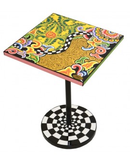 TABLE D'APPOINT CARRE FLORAL-DORE TOM'S DRAG