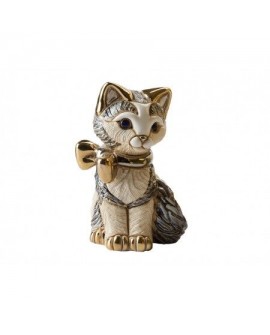 STATUETTE CHATON AVEC NOEUD DORE DE ROSA